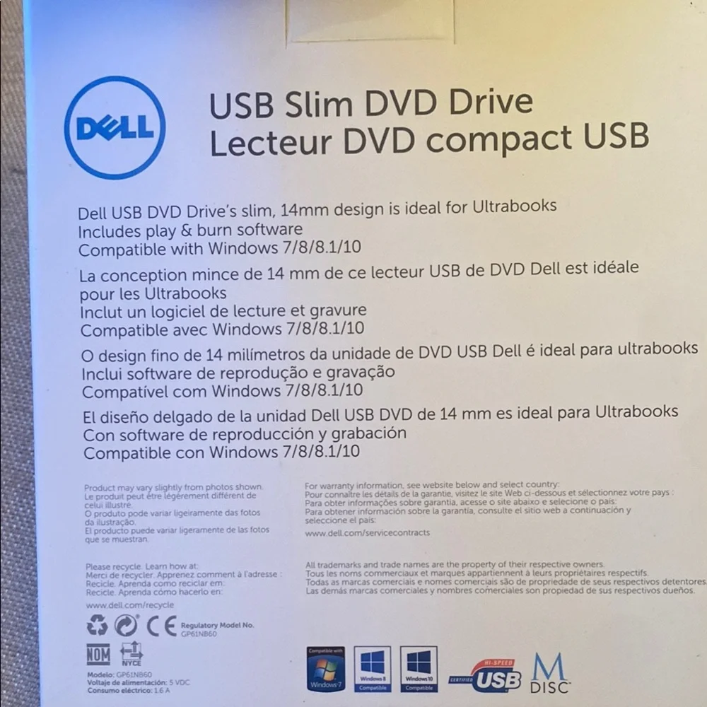 Dell USB Slim DVD Drive - Black